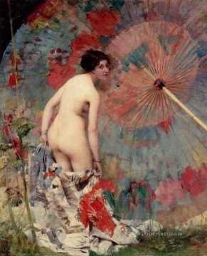 Asian Painting - Jeune femme au parasol Japanese Nude Kimono Asian